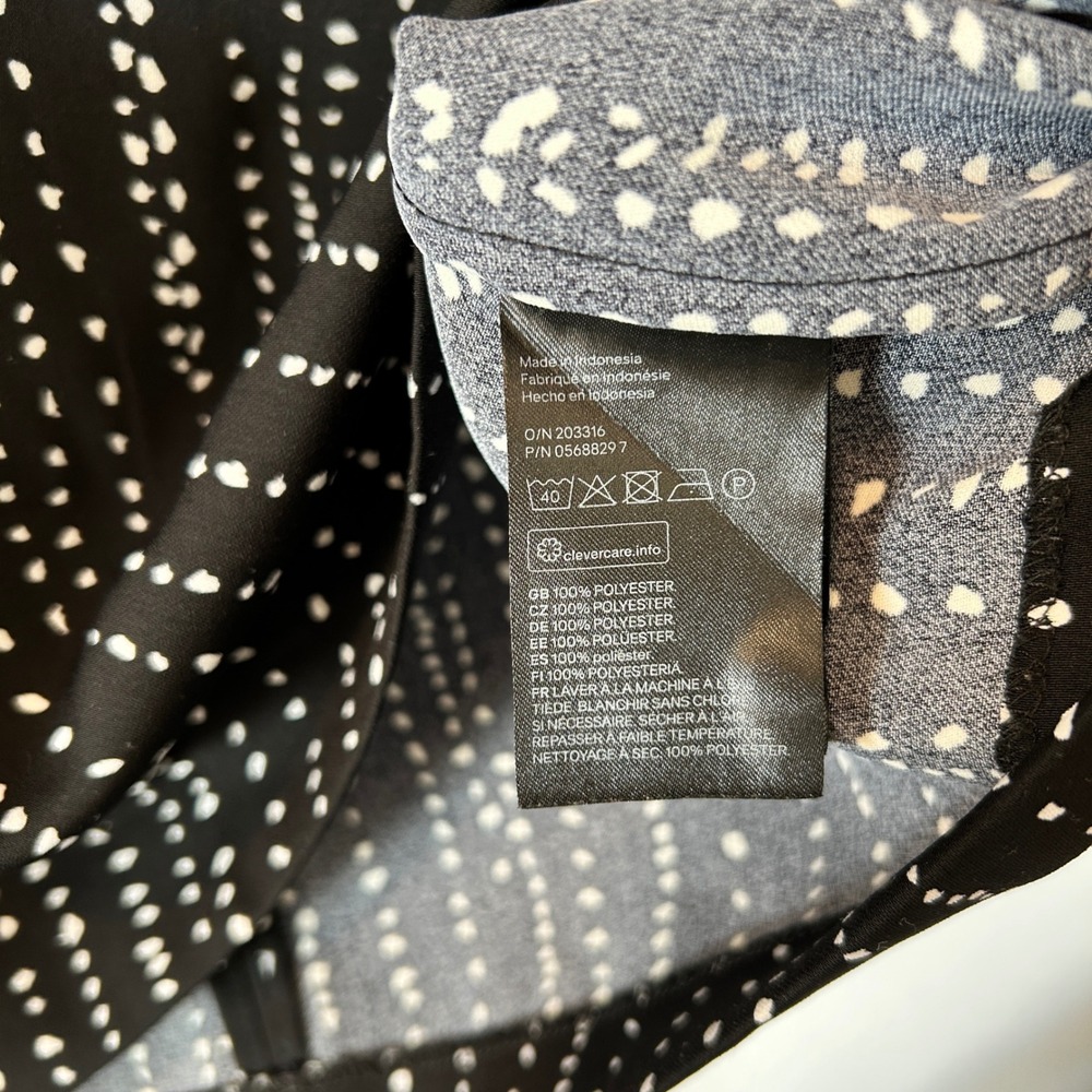 HM Black White Dotted Stripe Puff Sleeve Mini Shift Dress Size 6 - Picture 4 of 10